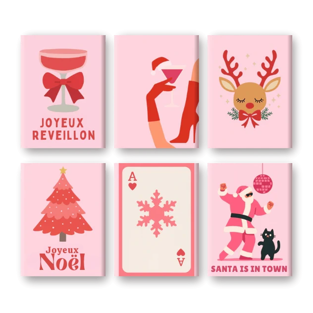 Coffret 6 peintures par numéro Réveillon Girly – pour un Noël magique – Maison Artsen