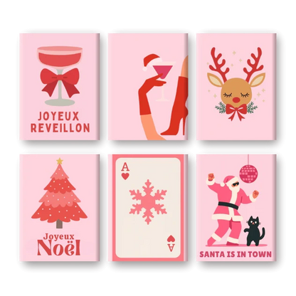 Coffret 6 peintures par numéro Réveillon Girly – pour un Noël magique – Maison Artsen