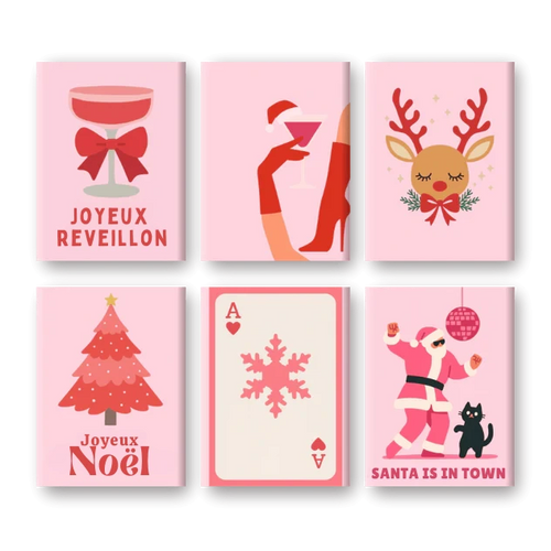 Coffret 6 peintures par numéro Réveillon Girly – pour un Noël magique – Maison Artsen