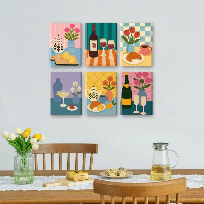 Peintures par numéro Tables colorées en décoration murale – sur le thème des tables décorées – Maison Artsen