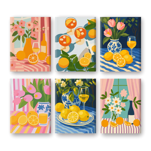 Coffret 6 peintures par numéro Verre & Fleurs – sur le thème des fleurs – Maison Artsen