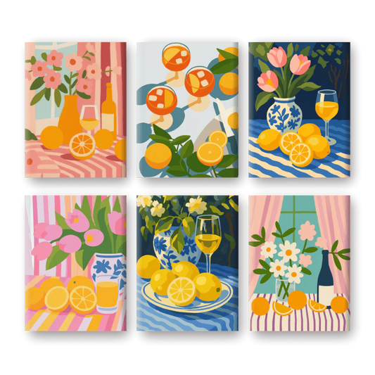 Coffret 6 peintures par numéro Verre & Fleurs – sur le thème des fleurs – Maison Artsen
