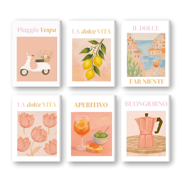 Coffret 6 peintures par numéro Vibes Italiennes – aux couleurs de l'Italie – Maison Artsen