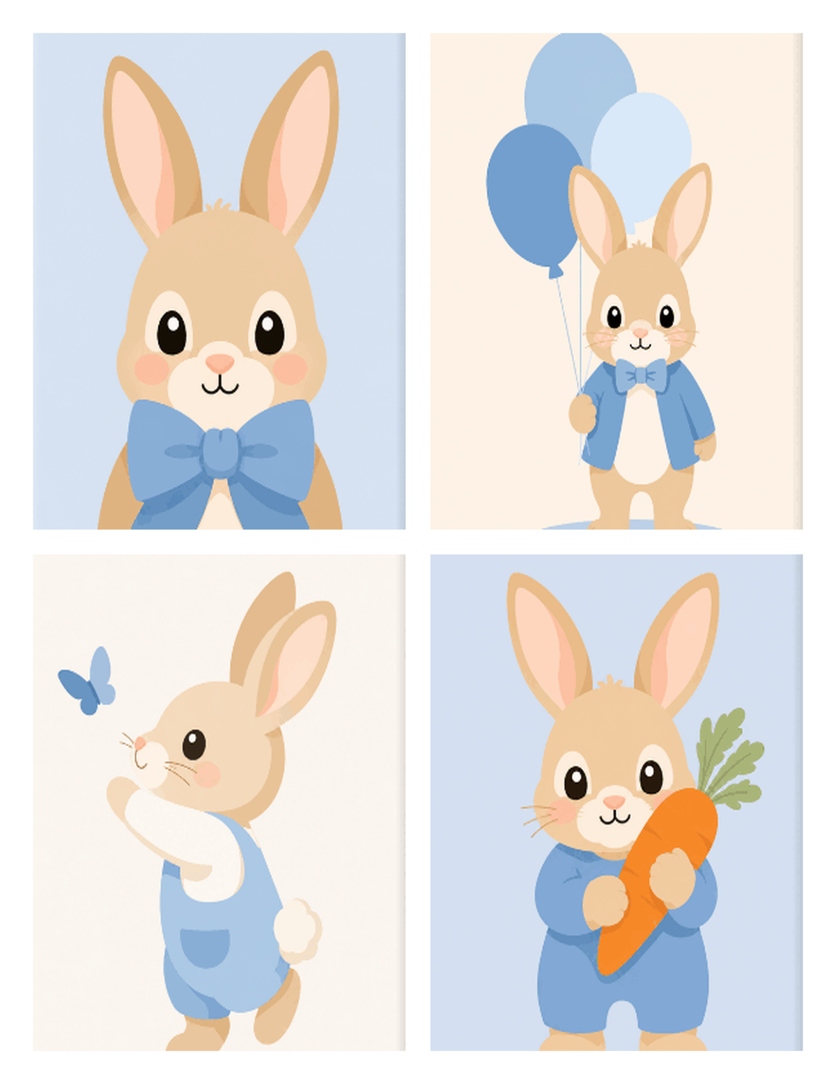 Coffret de 4 peintures par numéro Petits Lapins Tout Doux, les mini-toiles à plat, Maison Artsen