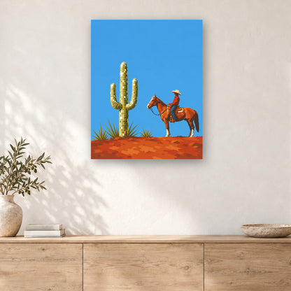 Tableau peinture par numéro Cactus Boule à Facettes accroché dans un intérieur décoré, Maison Artsen