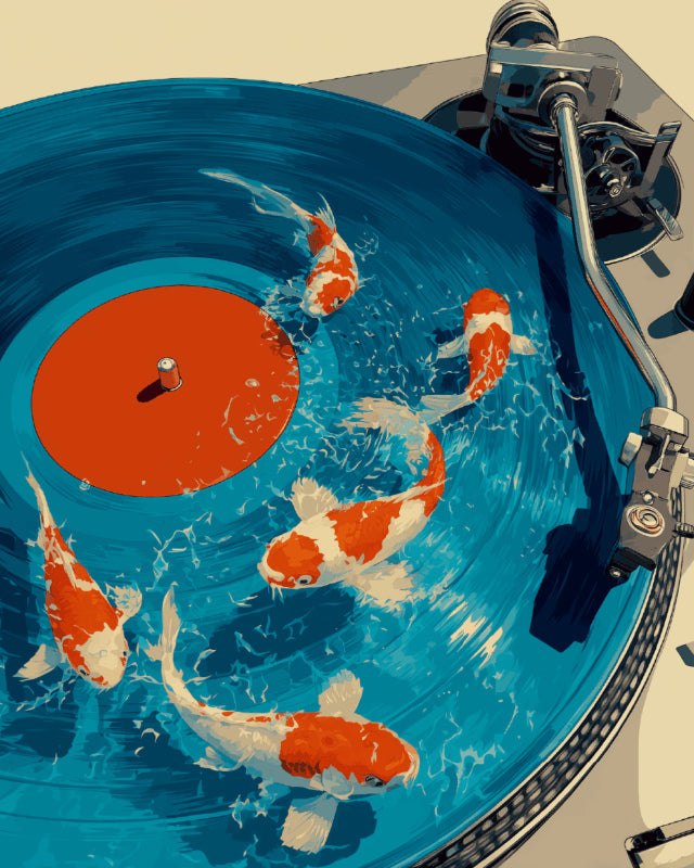 Peinture par numéro adulte Carpes sur Vinyle, visuel complet du design sur toile, Maison Artsen