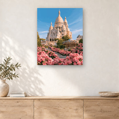 Tableau peinture par numéro Montmartre en Fleurs accroché dans un intérieur décoré, Maison Artsen
