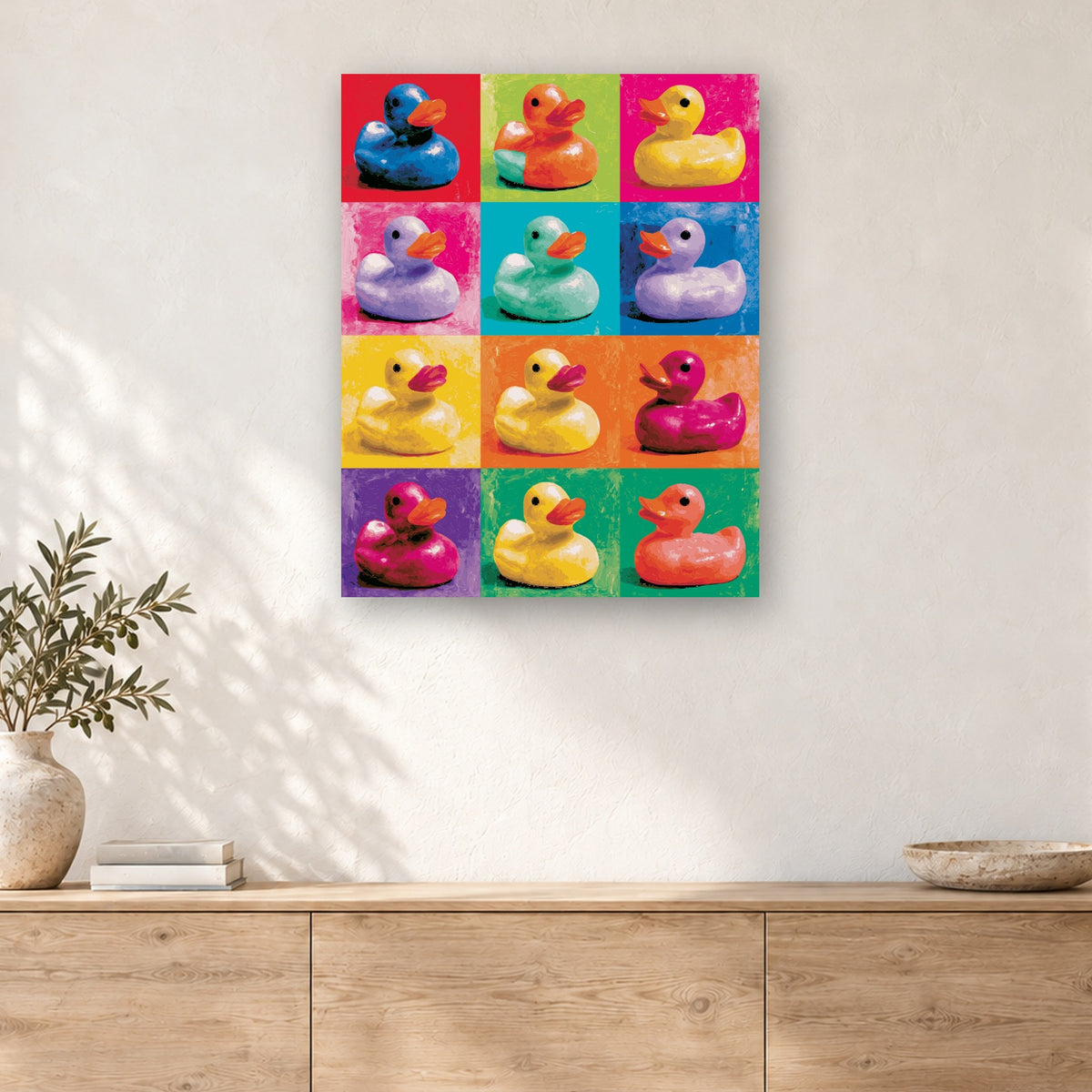 Tableau peinture par numéro Canards de Bain en Couleurs accroché dans un intérieur décoré, Maison Artsen