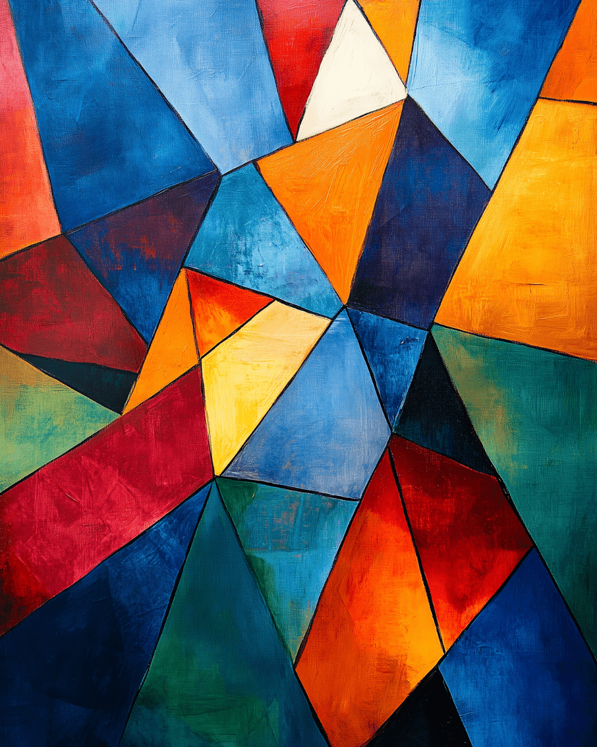 Peinture par numéro adulte Vitrail Éclaté, visuel complet du design sur toile, Maison Artsen