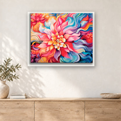 Tableau peinture par numéro Fleur en Tourbillon accroché dans un intérieur décoré, Maison Artsen