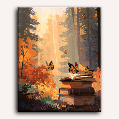 Peinture par numéro adulte Contes d'Automne, visuel complet du design sur toile, Maison Artsen