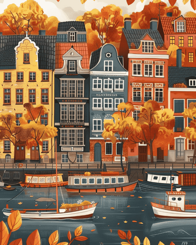 Peinture par numéro Automne Nordique, a plat — Maison Artsen