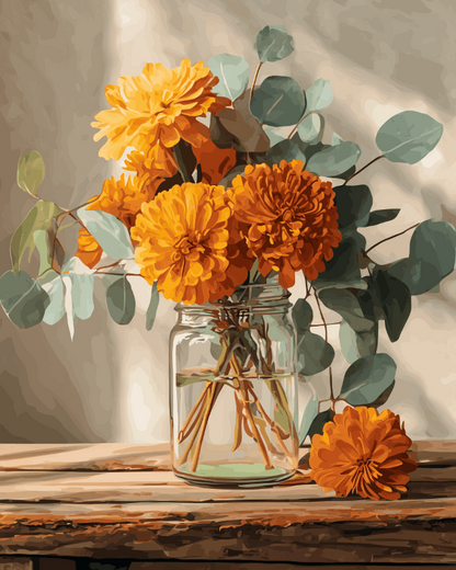 Peinture par numéro Bouquet de Soucis, a plat — Maison Artsen