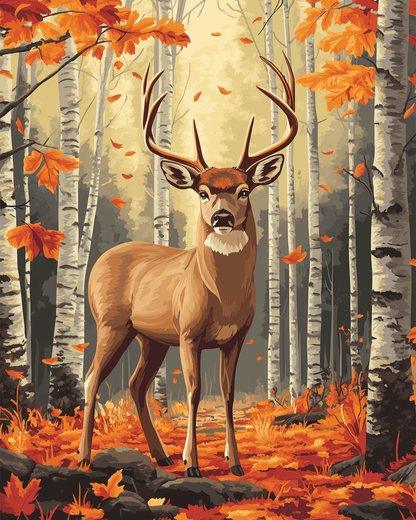 Peinture par numéro Cerf d'Automne, a plat — Maison Artsen
