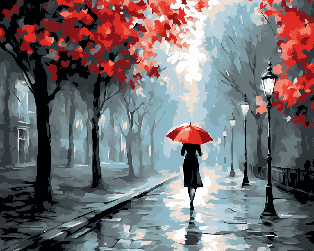 Peinture par numéro Solitude sous la Pluie, a plat — Maison Artsen