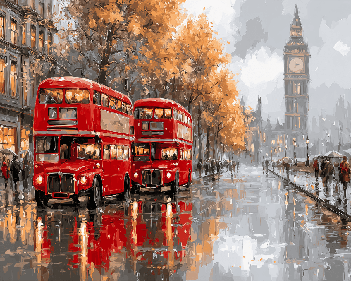 Peinture par numéro Londres sous la Pluie, a plat — Maison Artsen