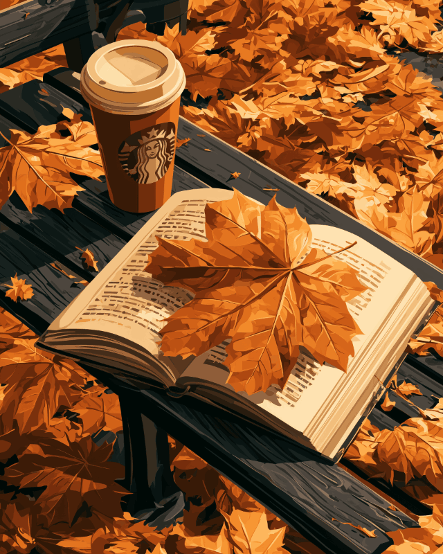 Peinture par numéro Feuilles et Café, a plat — Maison Artsen