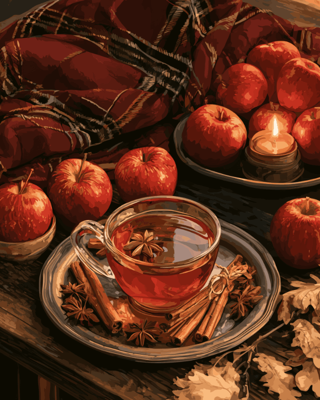 Peinture par numéro adulte Saveurs d'Automne, visuel complet du design sur toile, Maison Artsen