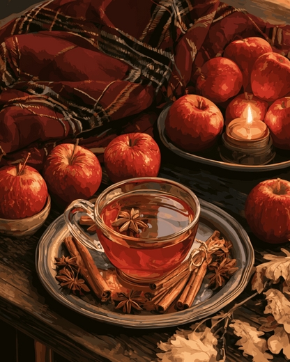 Peinture par numéro adulte Saveurs d'Automne, visuel complet du design sur toile, Maison Artsen