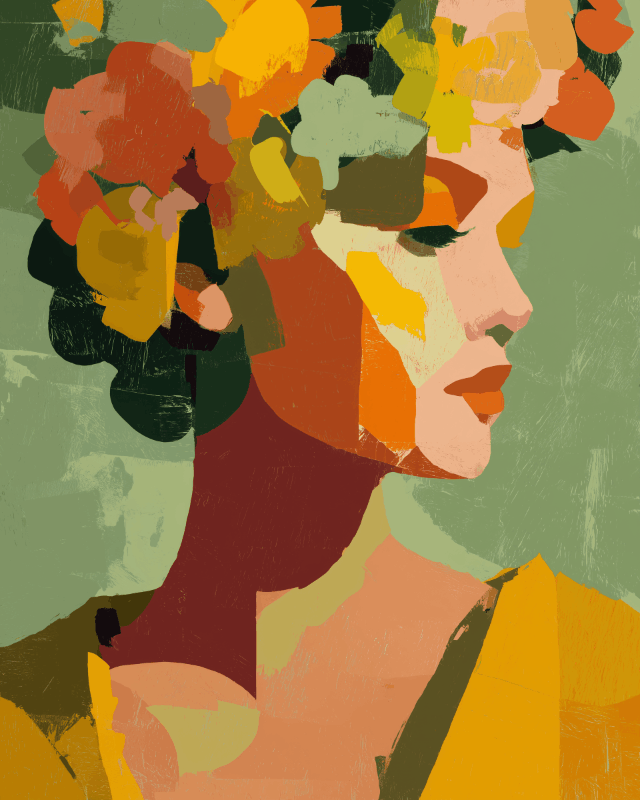 Peinture par numéro adulte Portrait d'Automne, visuel complet du design sur toile, Maison Artsen