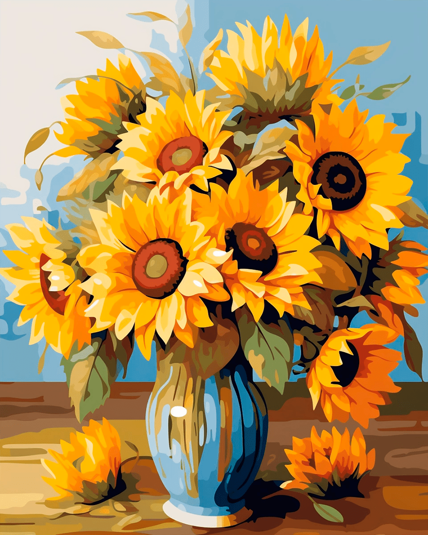 Peinture par numéro Bouquet Doré, a plat — Maison Artsen