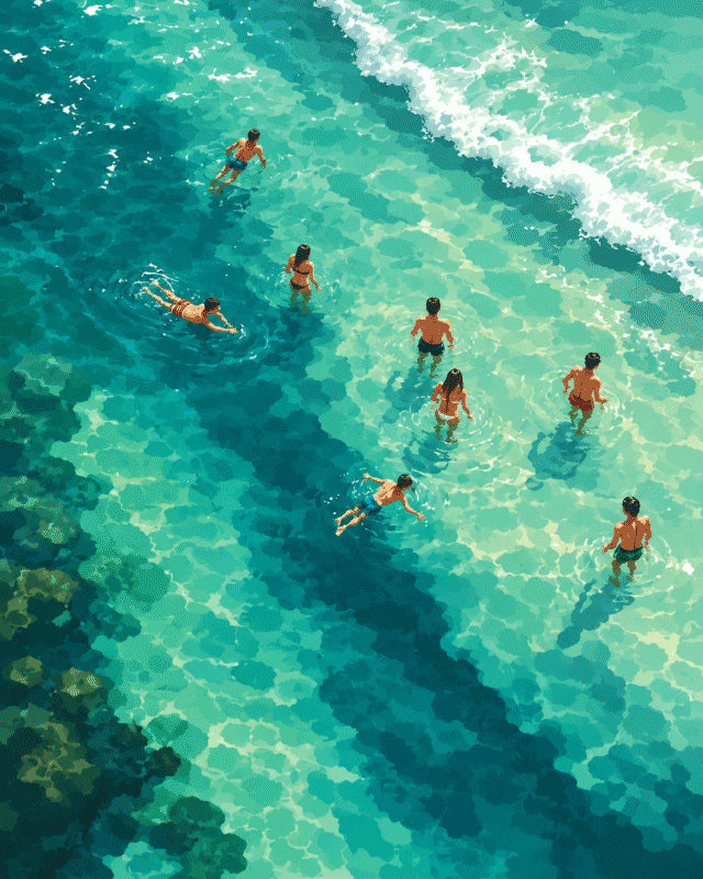 Peinture par numéro adulte Eaux Limpides, visuel complet du design sur toile, Maison Artsen