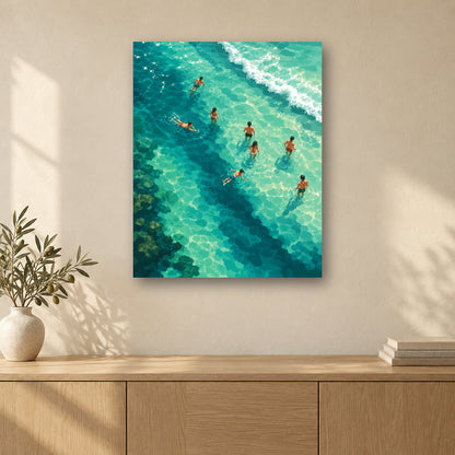 Tableau peinture par numéro Eaux Limpides accroché dans un intérieur décoré, Maison Artsen