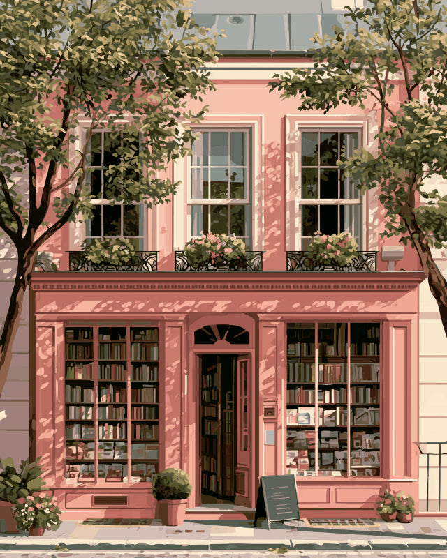 Peinture par numéro adulte Thérapie par les Livres, visuel complet du design sur toile, Maison Artsen