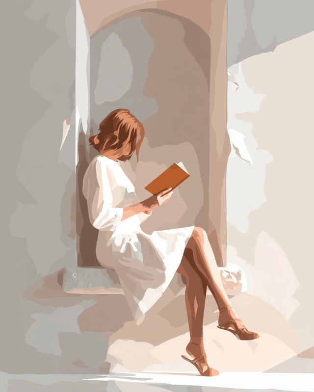 Peinture par numéro adulte Le Coin Lecture, visuel complet du design sur toile, Maison Artsen