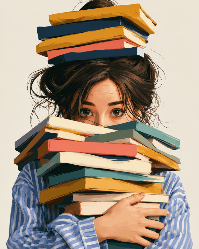 Peinture par numéro adulte Passion Livres, visuel complet du design sur toile, Maison Artsen