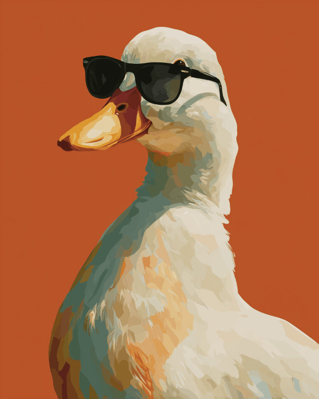 Peinture par numéro adulte Le Canard Branché, visuel complet du design sur toile, Maison Artsen