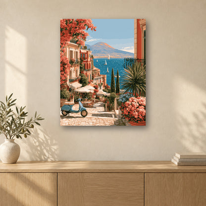Tableau peinture par numéro Été à Naples accroché dans un intérieur décoré, Maison Artsen
