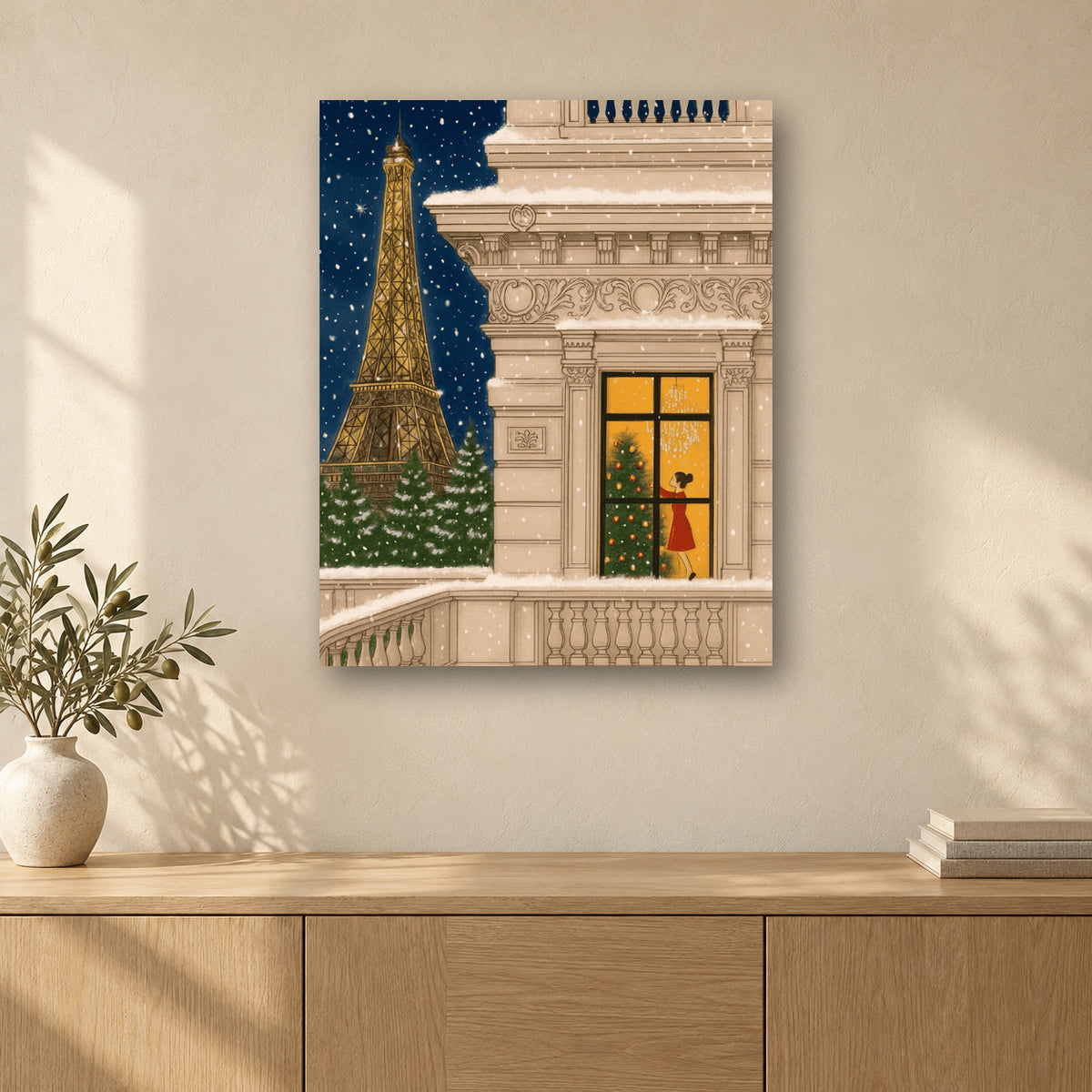 Tableau peinture par numéro Soirée Parisienne accroché dans un intérieur décoré, Maison Artsen