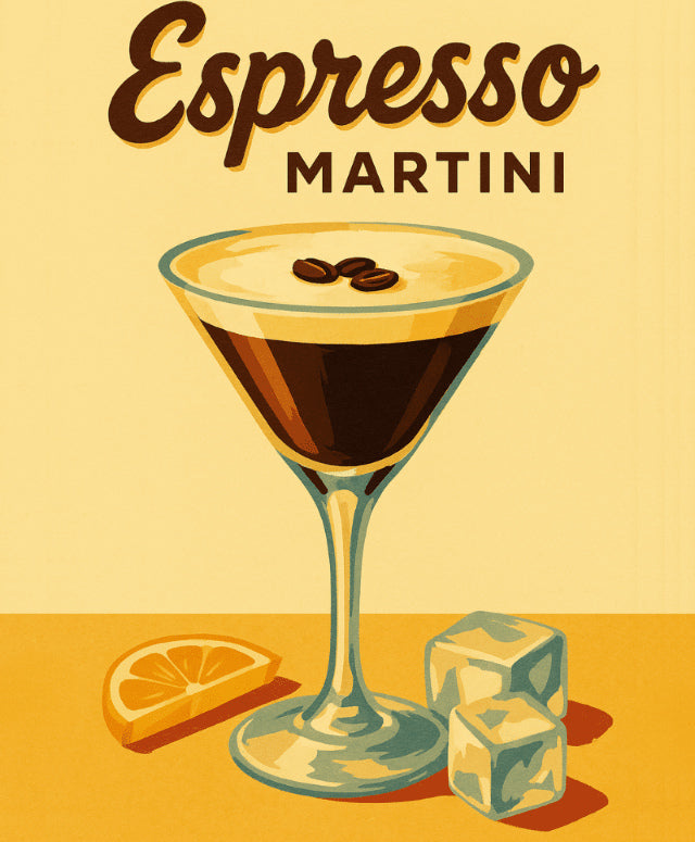 Peinture par numéro adulte Affiche Espresso Martini, visuel complet du design sur toile, Maison Artsen