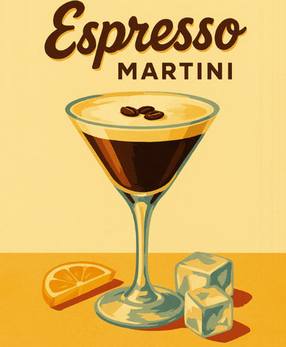 Peinture par numéro adulte Affiche Espresso Martini, visuel complet du design sur toile, Maison Artsen