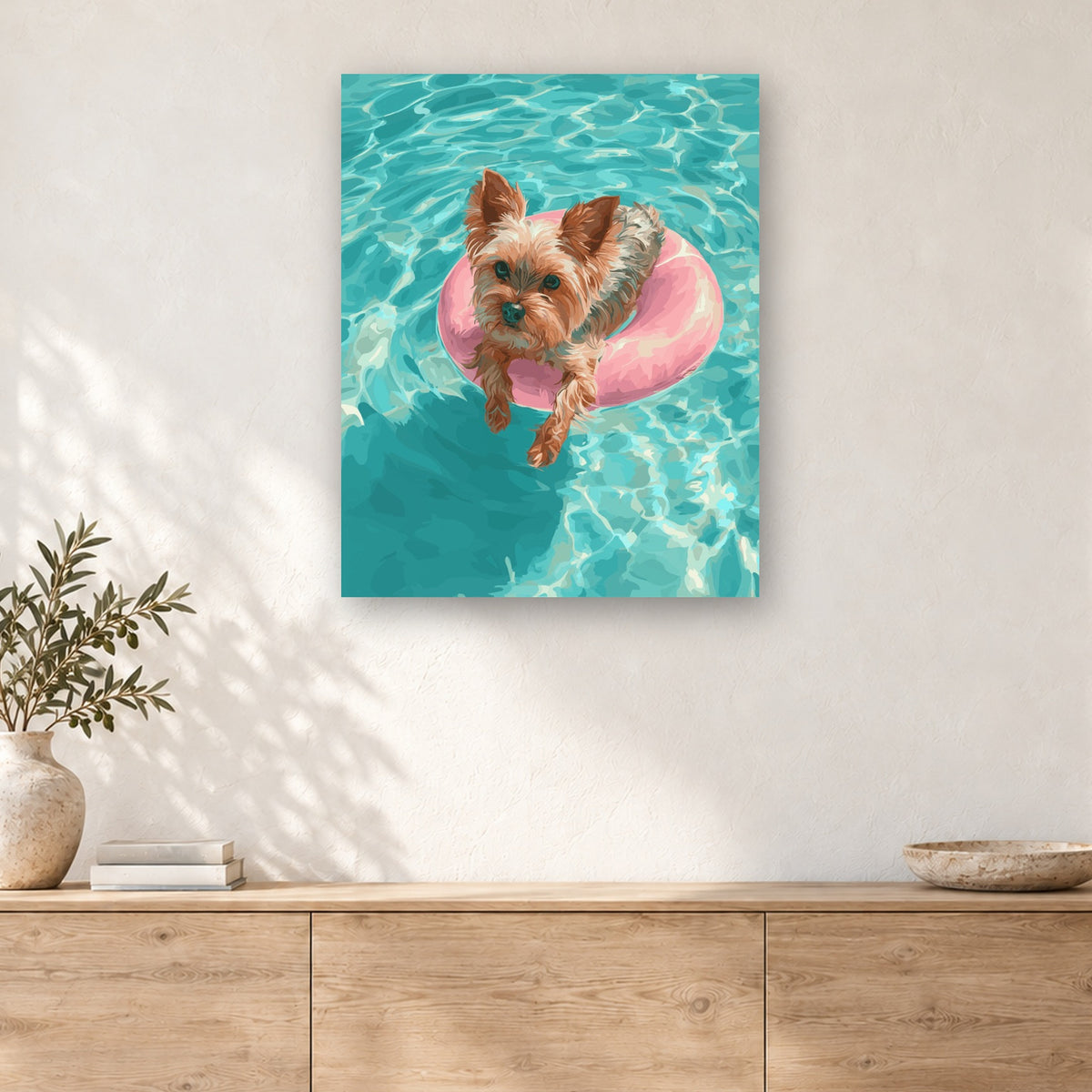 Tableau peinture par numéro Yorkshire à la Piscine accroché dans un intérieur décoré, Maison Artsen