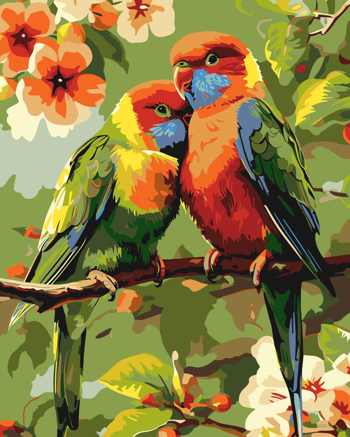 Two Colorful Birds Paint-by-Numbers Kit – Maison Artsen