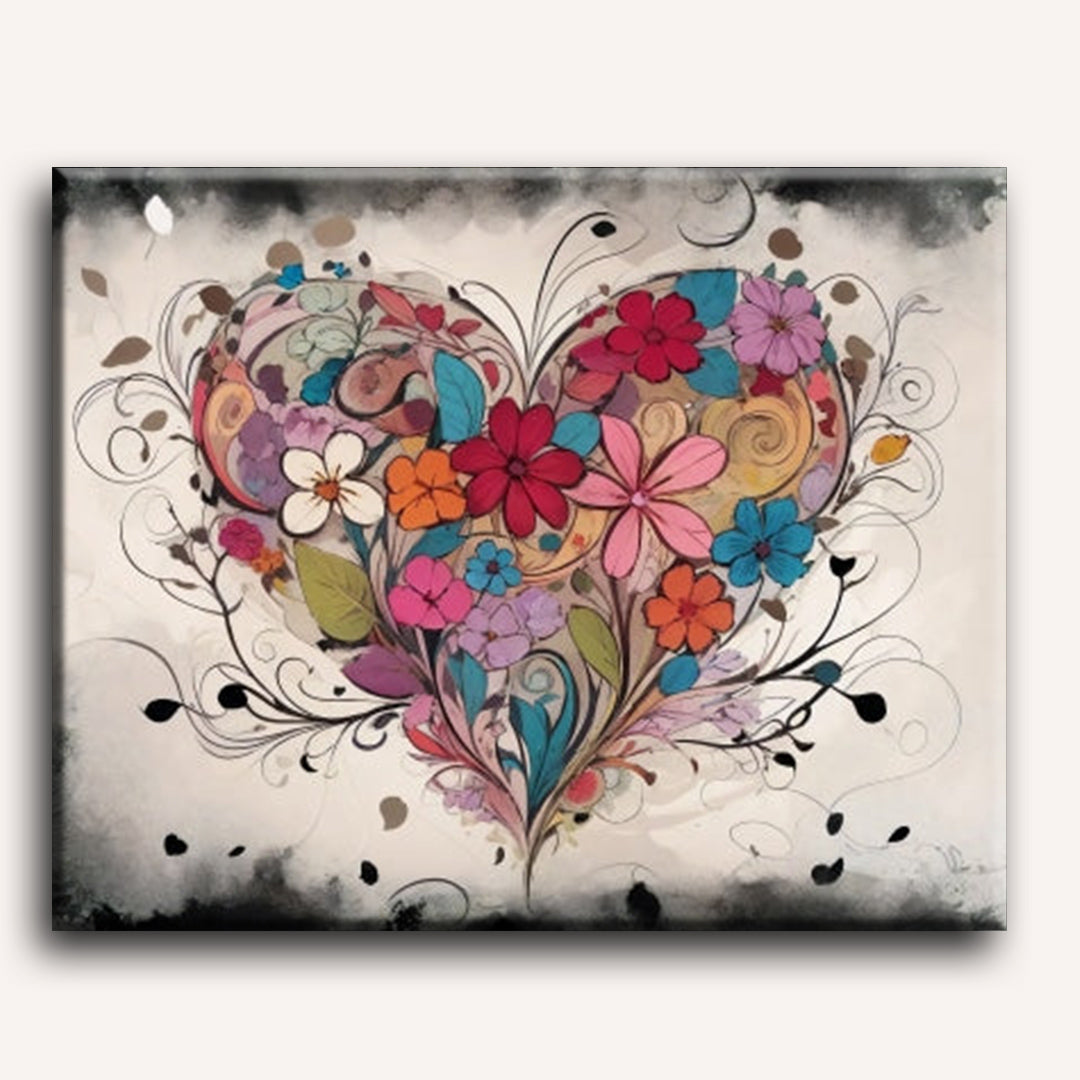 Abstract Floral Heart Paint-by-Numbers Kit – Maison Artsen