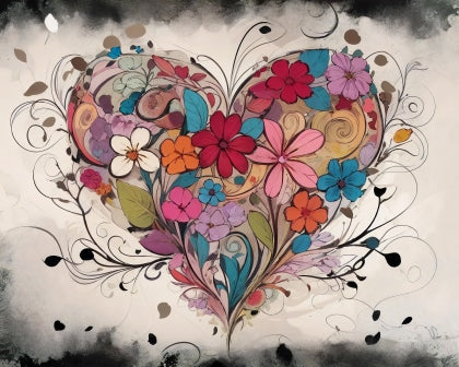 Abstract Floral Heart Paint-by-Numbers Kit – Maison Artsen