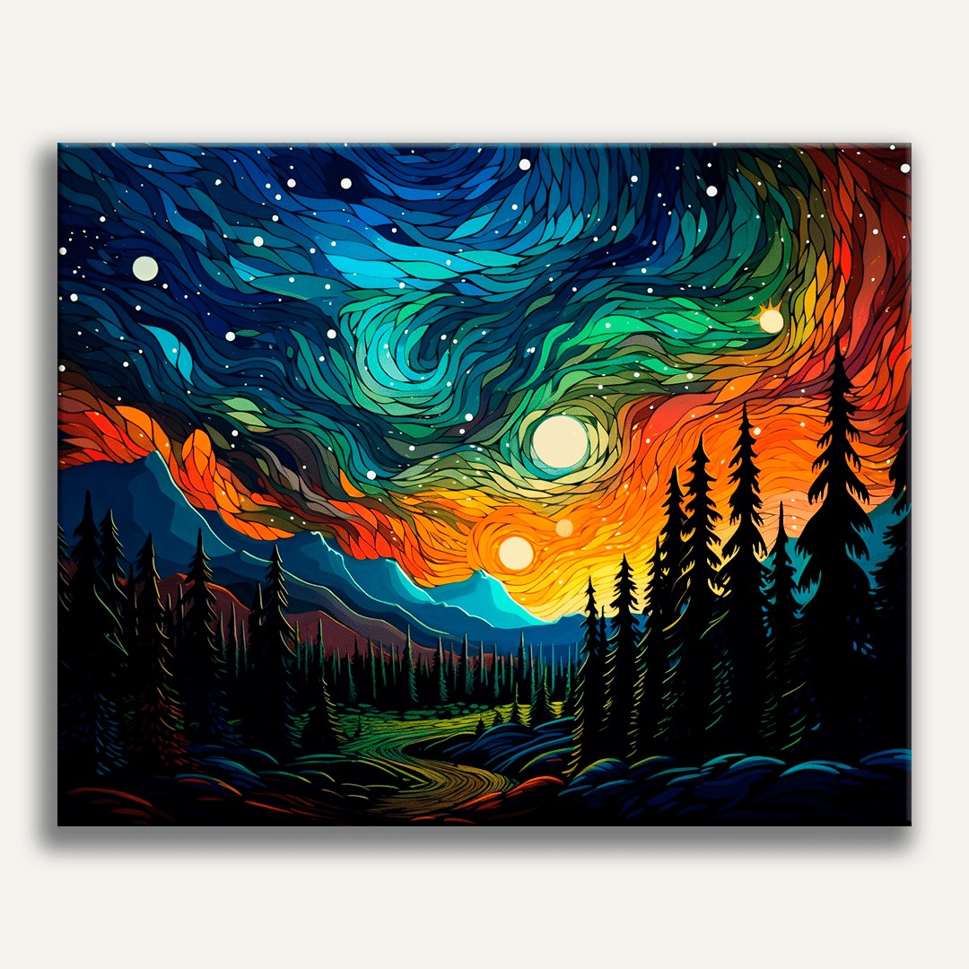 Aurora over the Forest Paint-by-Numbers Kit – Maison Artsen
