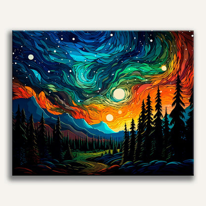 Aurora over the Forest Paint-by-Numbers Kit – Maison Artsen