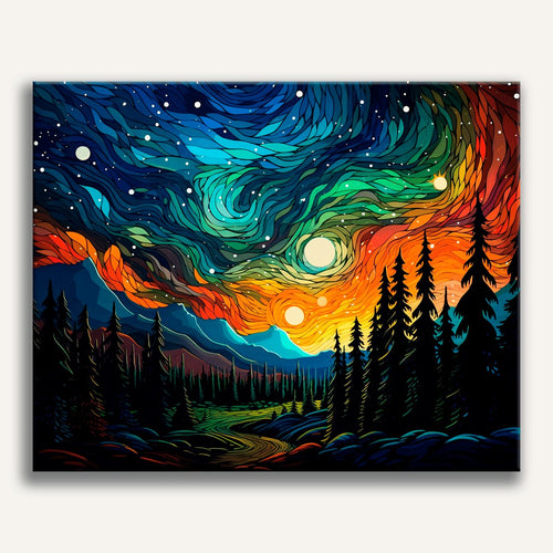 Aurora over the Forest Paint-by-Numbers Kit – Maison Artsen