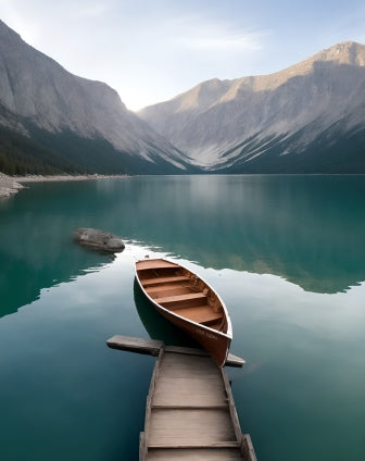 Peinture par numéro adulte Bateau sur le Lac, visuel complet du design sur toile — Maison Artsen