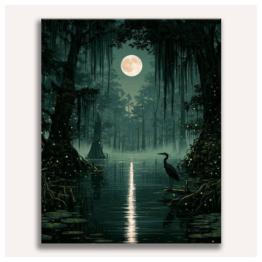 Bayou Under the Moon paint by numbers for adults, Maison Artsen