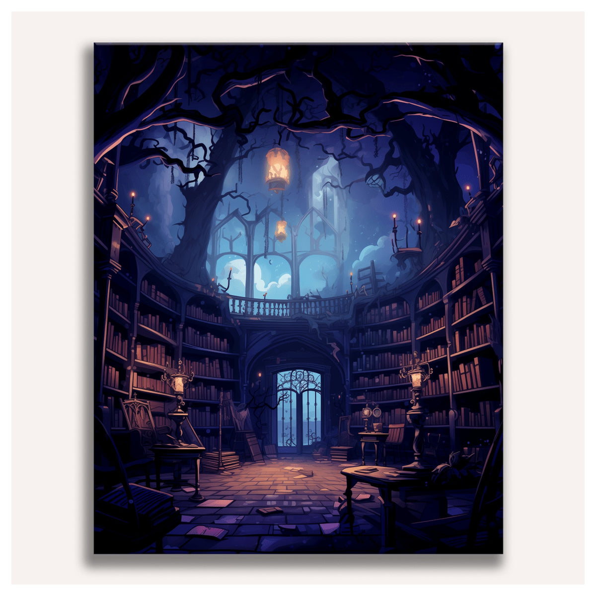 Haunted Library paint by numbers for adults, Maison Artsen