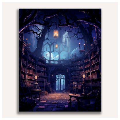 Haunted Library paint by numbers for adults, Maison Artsen