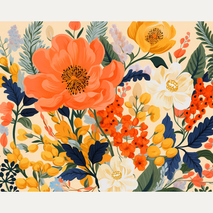 Peinture par numéro adulte Bouquet Solaire, visuel complet du design sur toile — Maison Artsen