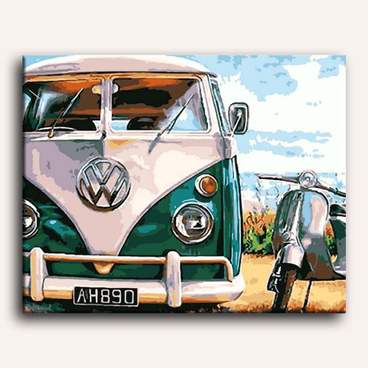 Bus and Vespa Paint-by-Numbers Kit – Maison Artsen