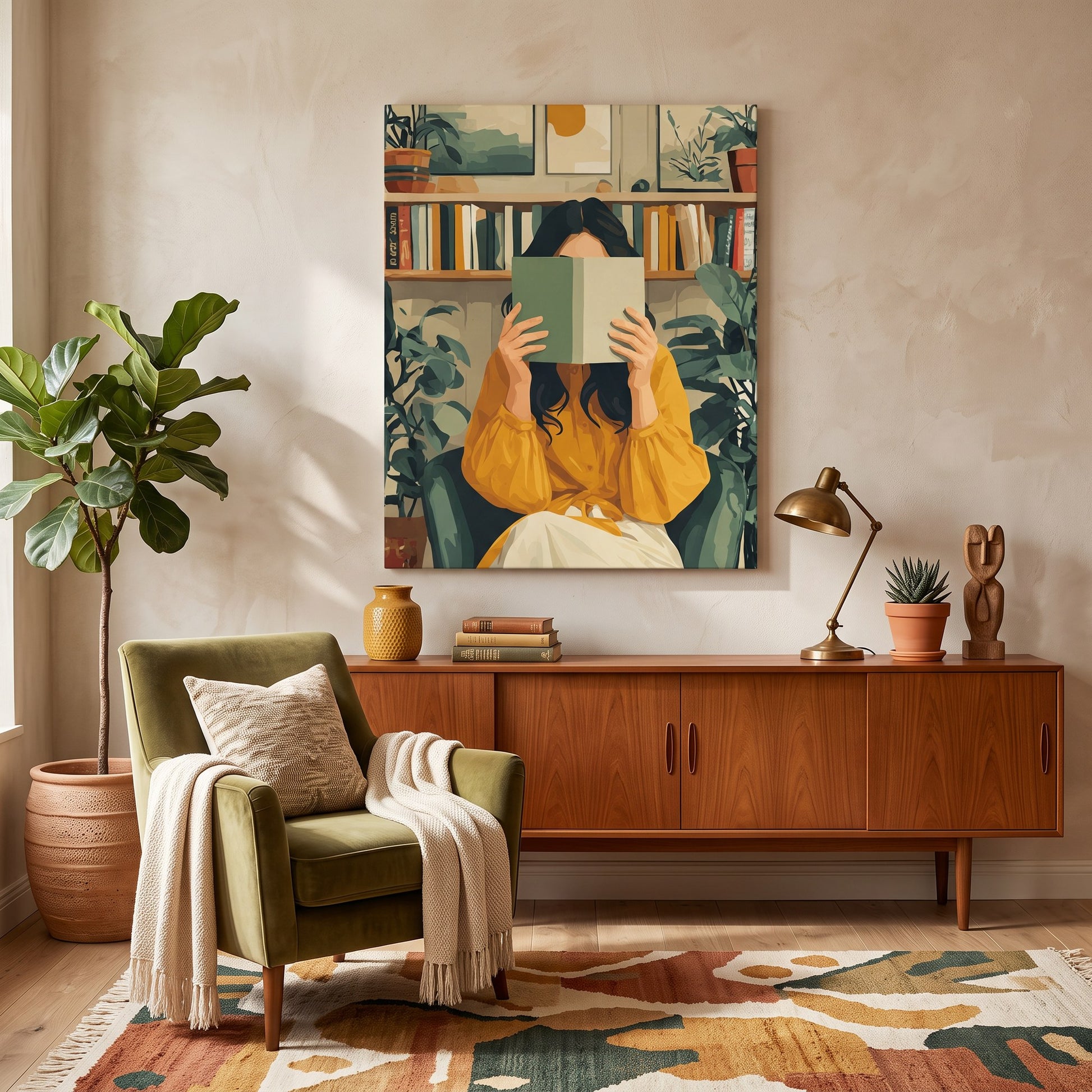 Tableau peinture par numéro Caché entre les Pages accroché dans un intérieur décoré — Maison Artsen