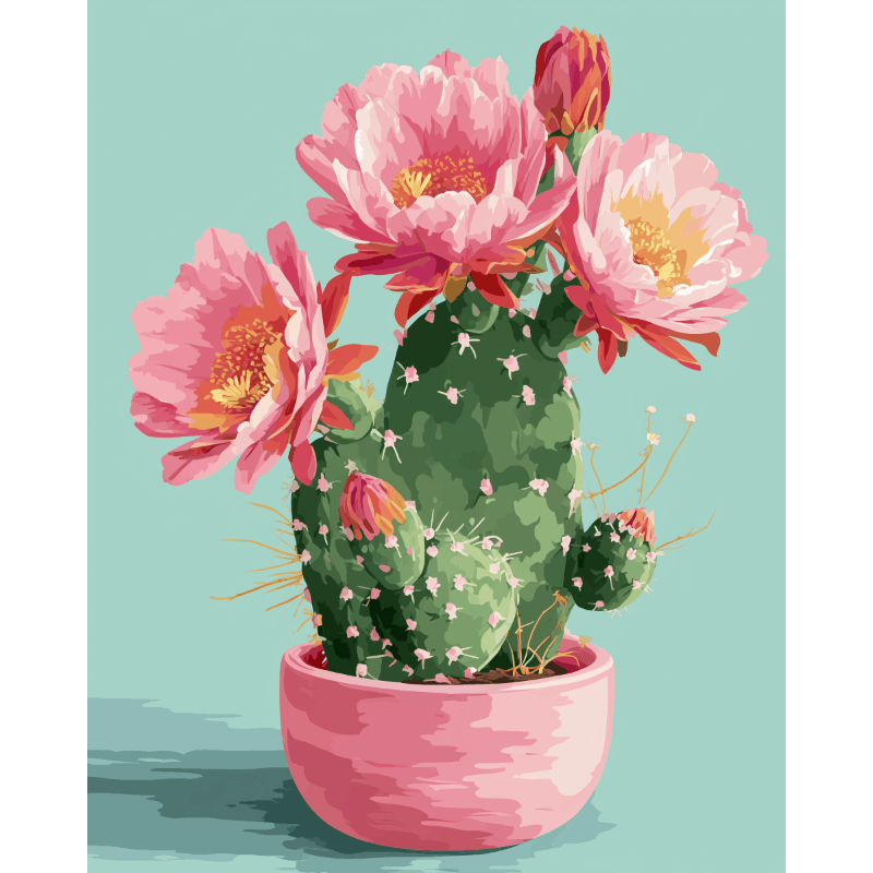 Cactus in Bloom Paint-by-Numbers Kit – Maison Artsen